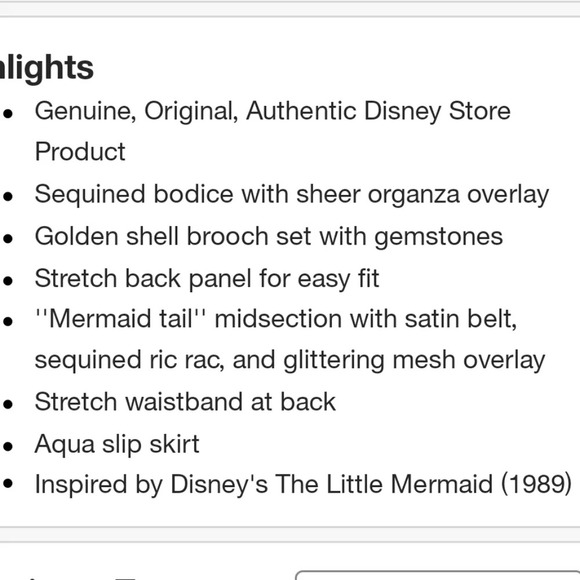 Disney Store The Little Mermaid Princess Ariel Halloween Costume 7/8 top 9/10 - Picture 14 of 14